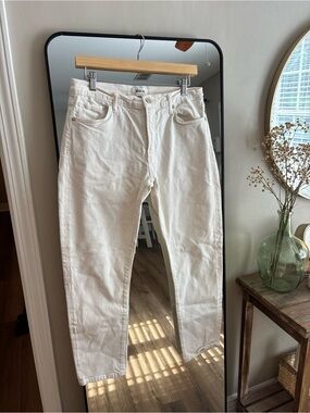 Agolde White High-Rise Straight Jeans